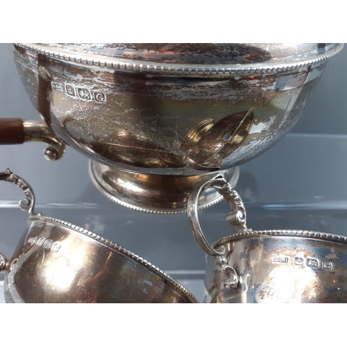 114 - A stunning silver hallmarked tea service, Birmingham 1931, comprising teapot, milk jug and sugar bow... 