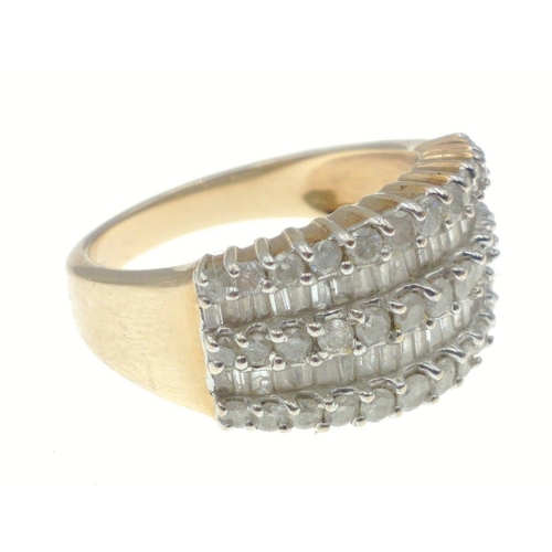 12 - DIAMONDS FOREVER! A 375 stamped ring with a substantial number of diamonds (tested) - 3 rows of 39 s... 