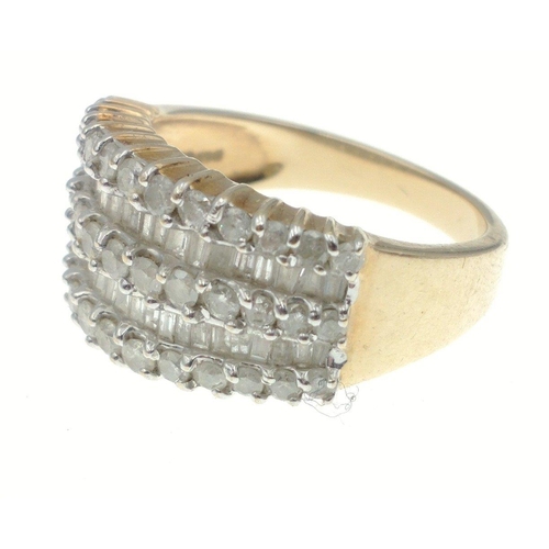 12 - DIAMONDS FOREVER! A 375 stamped ring with a substantial number of diamonds (tested) - 3 rows of 39 s... 