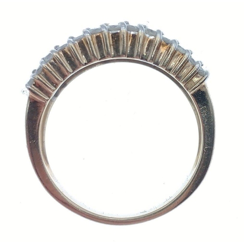 12 - DIAMONDS FOREVER! A 375 stamped ring with a substantial number of diamonds (tested) - 3 rows of 39 s... 