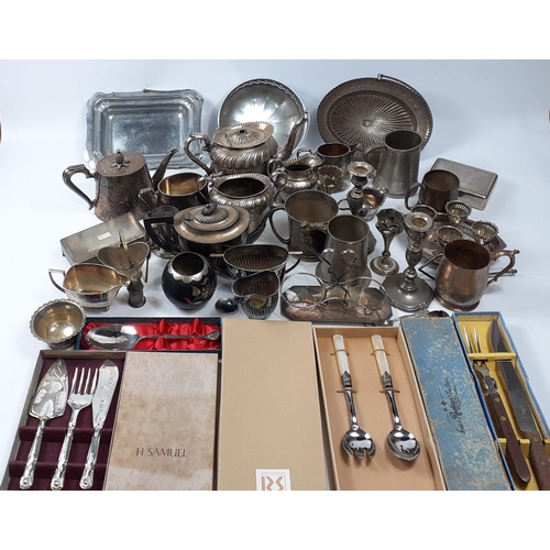 120 - A mixed lot of EP to include trays, tankards, teapots, bowls, and 2 plated cigarette boxes etc#120... 