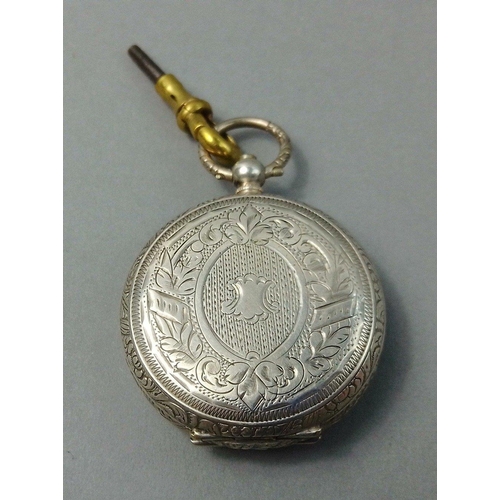 134 - A lovely ladies white enamel fob watch European stamped .800 silver with Philip's watchmakers of New... 