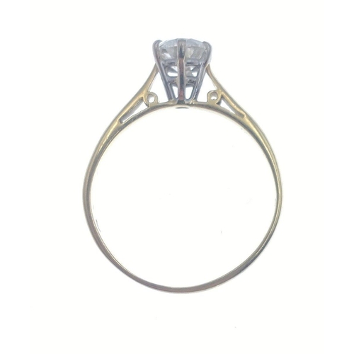 15 - A 750 stamped gold ring with a beautiful 5mm approx (tested) diamond size N, gross weight 2.35g appr... 