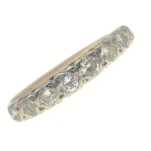 16 - DIAMONDS FOREVER! A half-eternity ring stamped 18ct, set with 8 diamonds (tested), size O, gross wei... 