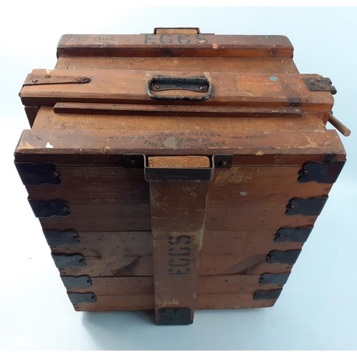 202 - A wooden egg box with 6 shelves to hold 12 doz eggs made by The Platt Putney, Patent 27525/18 (43x32... 