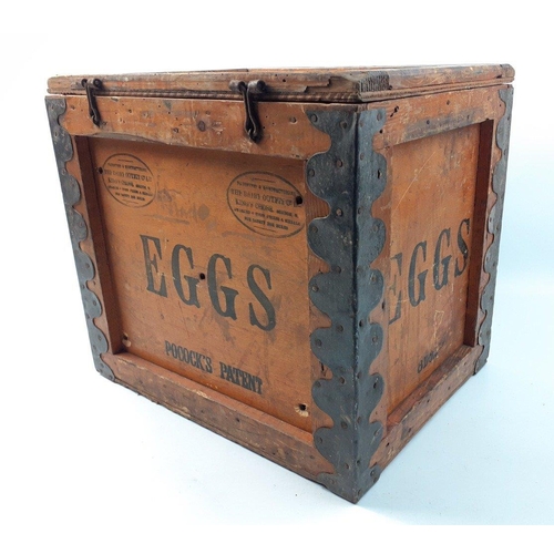 203 - A vintage wooden egg box with hinged lid to hold 8 doz eggs made by The Dairy Outfit Co of King's Cr... 