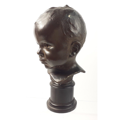 211 - ANTIQUE - A charming plaster bust of a young boy on plinth, stands 30cm tall#213