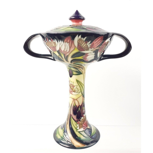 232 - A boxed MOORCROFT twin handled Symphony Chalice bonbonnière standing 21cm high#234