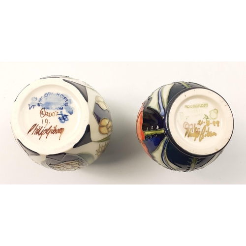 234 - Two lovely MOORCROFT small vases in boxes each approx 9cm.  In very good condition#236