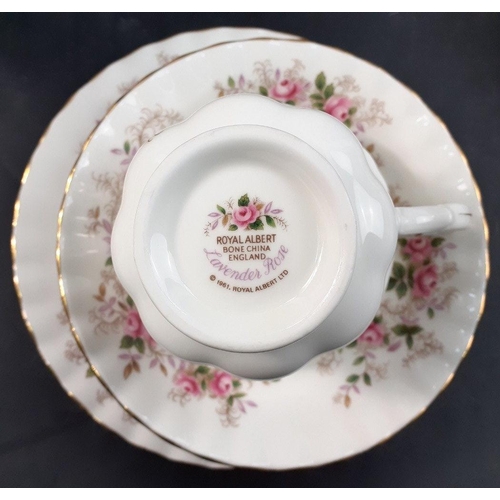 241 - A ROYAL ALBERT Lavender Rose 6 each of cups, saucers, side plates, plus sugar and cream and 1 sandwi... 