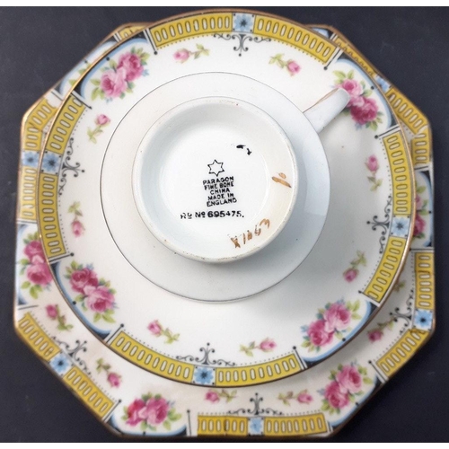 245 - A PARAGON (reg no 695475) tea service comprising a 22cm square sandwich plate, 6 each of cups, sauce... 