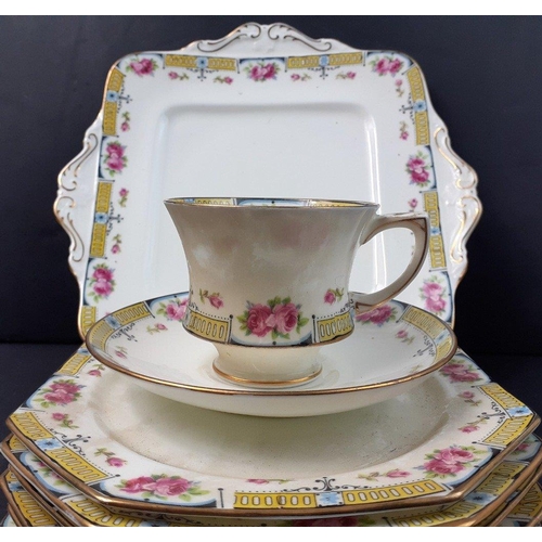 245 - A PARAGON (reg no 695475) tea service comprising a 22cm square sandwich plate, 6 each of cups, sauce... 