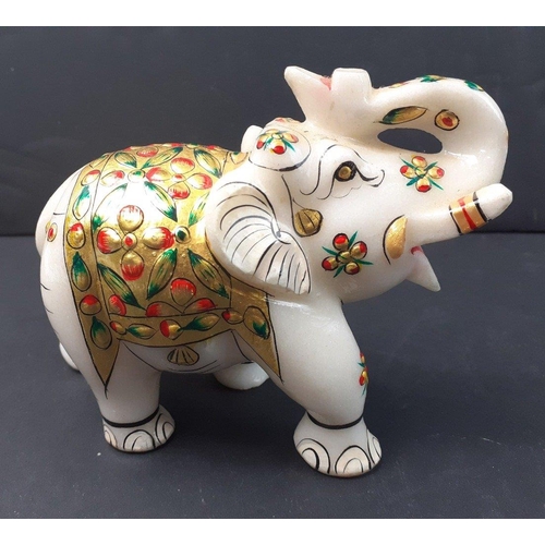 276 - A heavyweight highly decorated elephant L13cm x H10cm approx in good condition#278