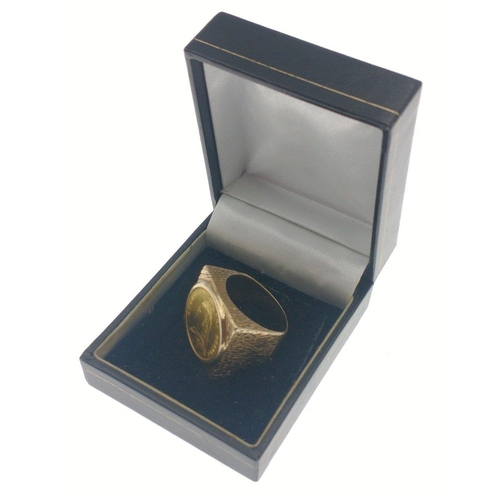 28 - A substantial chunky gent's ring with half sovereign mounted in 9ct hallmarked gold, total gross wei... 