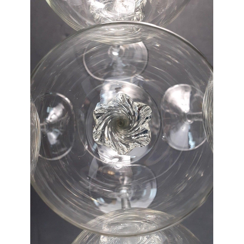 301 - EXQUISITE A set of 6 crystal hock glasses with twisted stems, height 19cm approx#303