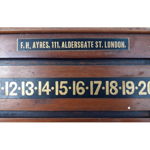 347 - A vintage BILLIARDS scoreboard made by FH AYRES, 11 Aldersgate St, London who was known for beautifu... 