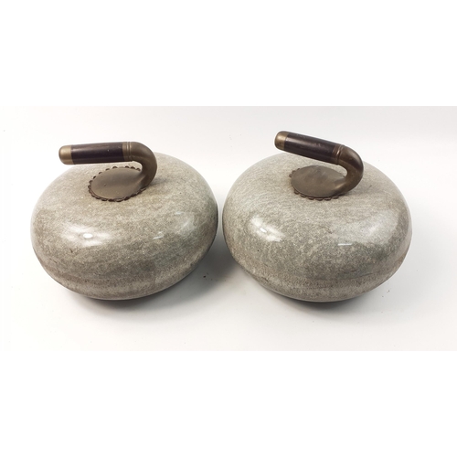 351 - A pair of AILSA CRAIG granite Curling Stones c1920s - complete with original brass handles - these c... 