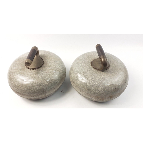 351 - A pair of AILSA CRAIG granite Curling Stones c1920s - complete with original brass handles - these c... 