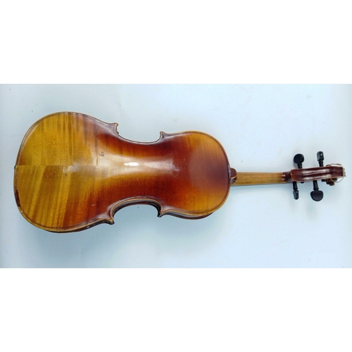 365 - An unbranded half size violin in good solid useable playing order.#368