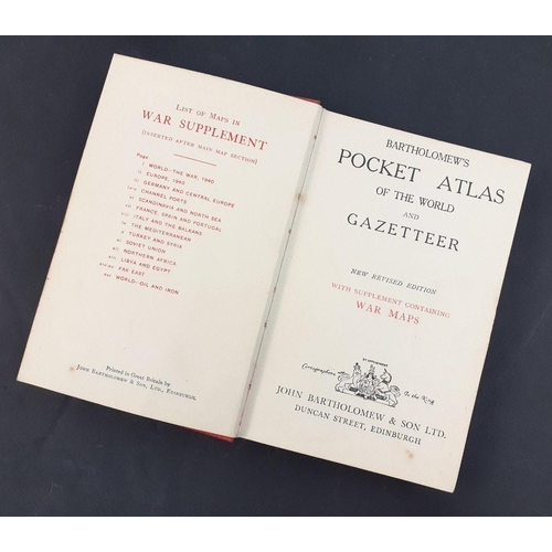 394 - A BARTHOLOMEW's Pocket Atlas of the World and Gazetteer including the fascinating 1940 supplement ma... 