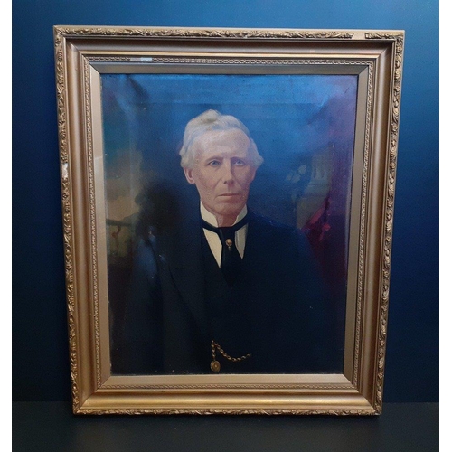 417 - An antique gesso framed imposing oil on canvas portrait of a gentleman, frame size 80x67cm approx.  ... 