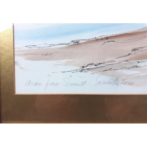 423 - An original watercolour by DOROTHY BRUCE called Arran from Seamill, frame size 46x38cm approx#426... 