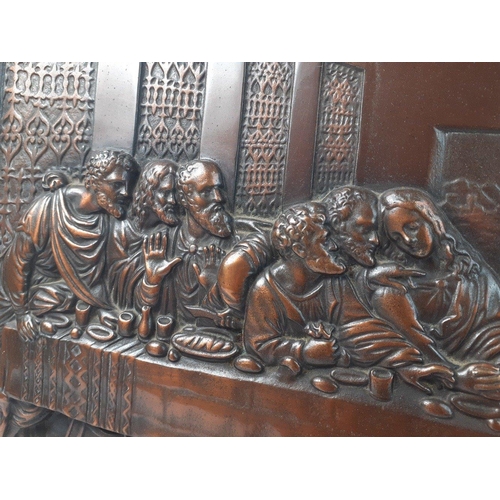 428 - A stunning early 20th century substantial large copper wall plaque depicting THE LAST SUPPER, extrem... 