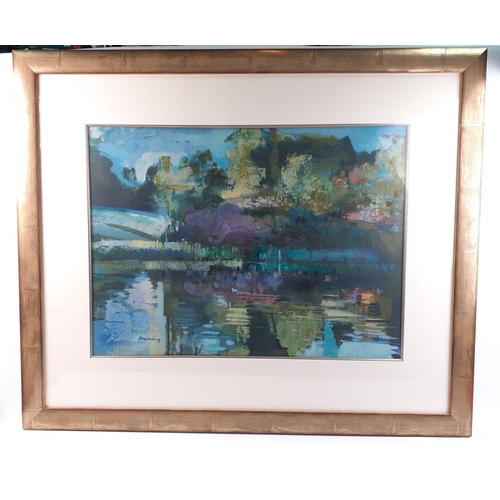 429 - A mixed media work entitled Pond Reflections, Gleneagles, by Q BRYMING dated 2001, frame size 106 x ... 