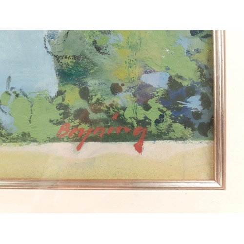 430 - A glazed oil painting entitled Pond Reflections ii by Q BRYNING dated 2001, frame size 98x82cm, visi... 