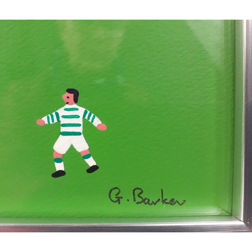 437 - A framed original acrylic on acid free paper painting  by GORDON BARKER of CELTIC interest - a footb... 