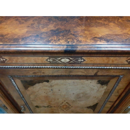 459A - Victorian c1890s Serpentine Burr Walnut Marquetry Credenza, it is bow ended with elegant bow and cur... 