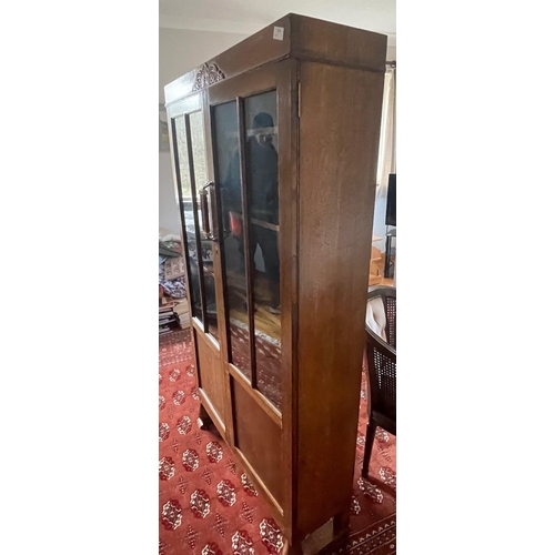 464 - CLASSY - A circa 1930s 4 shelf bookcase with two glazed doors and original Art Deco style handles - ... 