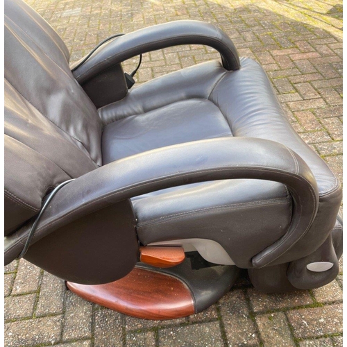 487 - BRAND NEW UNUSED ITEM - a large electric 'LAZY BOY' style reclining armchair in dark drown leather -... 