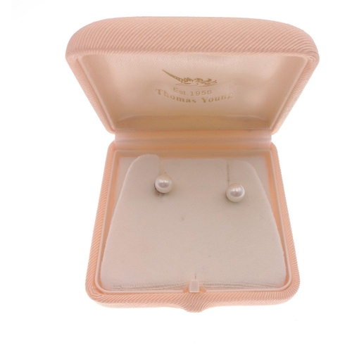 49 - A pair of 9ct stamped pearl earrings in a pretty presentation box, weight 2.1g approx#49