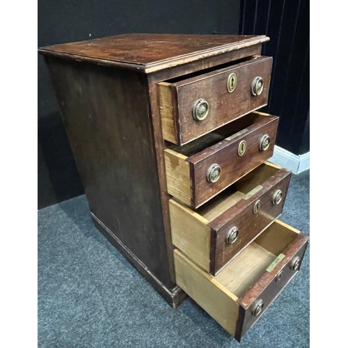 493 - A SUBSTANTIAL VINTAGE four drawer set with original brass ring-pull handles - dimensions 2.25ft x16