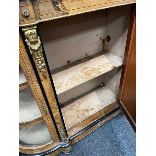 495 - A SUPER QUALITY antique Victorian burr walnut inlaid CREDENZA display cabinet, circa 1870s with dime... 