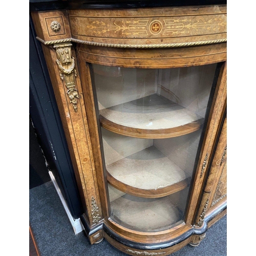 495 - A SUPER QUALITY antique Victorian burr walnut inlaid CREDENZA display cabinet, circa 1870s with dime... 