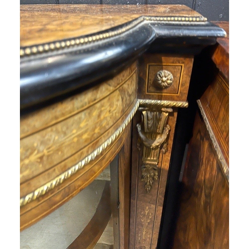 495 - A SUPER QUALITY antique Victorian burr walnut inlaid CREDENZA display cabinet, circa 1870s with dime... 