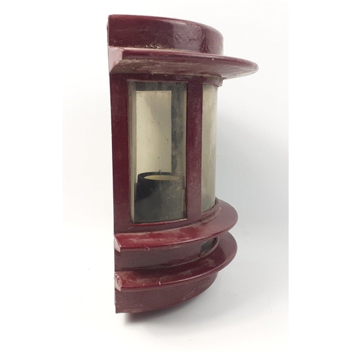 509 - A maroon A F Italy bulkhead lamp standing 26cm tall#515