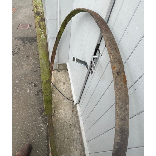 530 - TWO VINTAGE SUBSTANTIAL iron carriage wheel hoops - nice decorative garden items-dimensions 1.3m dia... 