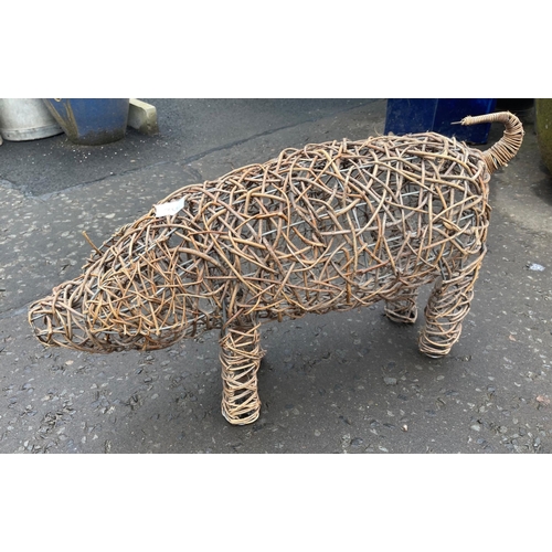 538 - I'll HUFF...AND I'll PUFF!!.....a medium sized wicker style piggy or either the garden or indoors - ... 