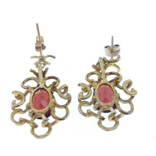 54 - GORGEOUS GARNETS! A pair of 375 stamped garnet earrings with faint hallmarks gross weight 6.3g appro... 