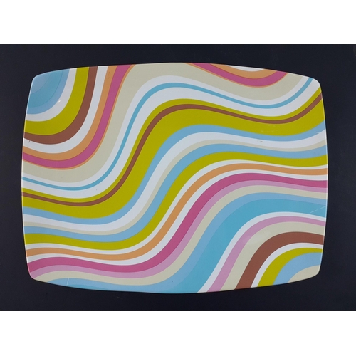 572 - A substantial colourful serving dish with wavy line design, 43x31cm approx with only light wear#578... 