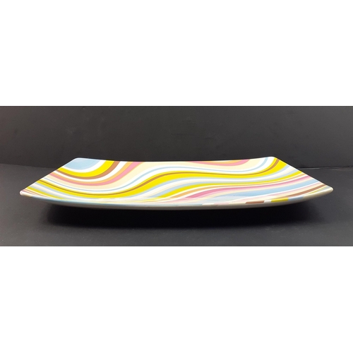 572 - A substantial colourful serving dish with wavy line design, 43x31cm approx with only light wear#578... 