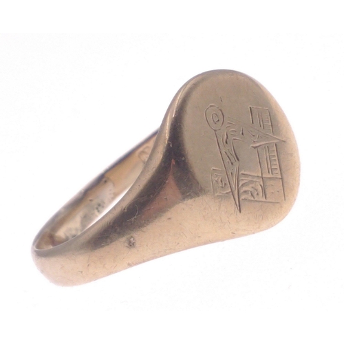 6 - A fully hallmarked MASONIC signet ring, size W, gross weight 5.4g approx#6