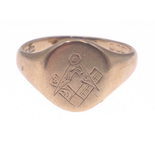 6 - A fully hallmarked MASONIC signet ring, size W, gross weight 5.4g approx#6