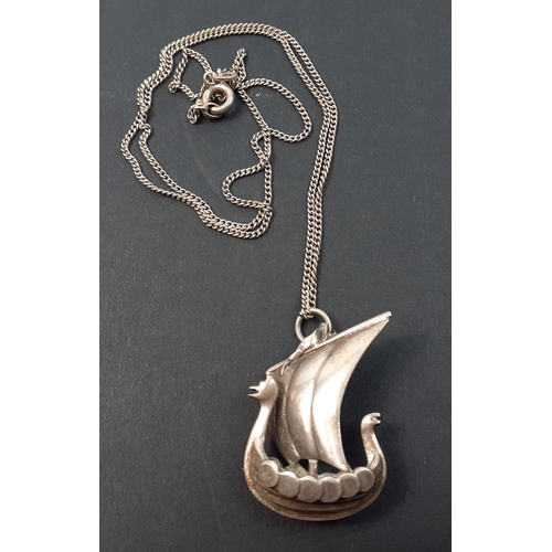 85 - A chain marked 830 with a Viking longship pendant marked AW 925, weighing 6.8g approx#85