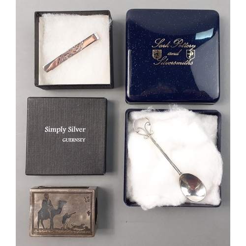 108 - SILVER jewellery pieces to include a 925 stamped money clip and a 925 stamped spoon.  Both boxed. To... 