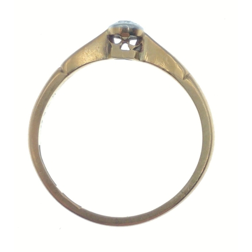 12 - An 18kt stamped ring set with a solitaire diamond (tested), size L/M, gross weight 1.75g approx#12... 