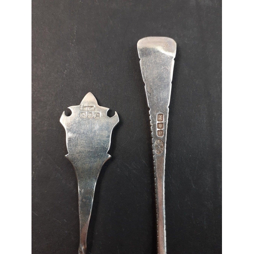 142 - Two more unusual pieces of silver to include a pickle fork 13cm long, hallmarked Birmingham 1894 and... 